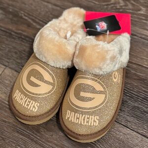 Gold Glitter Green Bay Packers Slippers